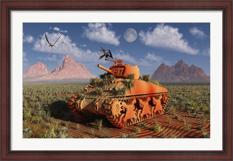 Framed World War II American Sherman Tank Print