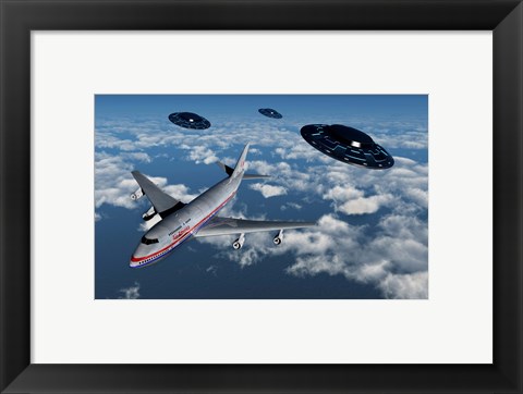 Framed Boeing 747 and UFO&#39;s Print