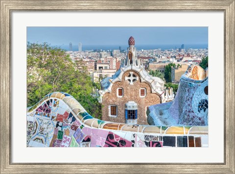 Framed Park Guell Terrace, Barcelona, Spain Print