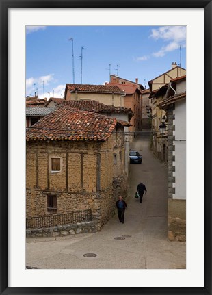 Framed Narrow street, Anguiano, La Rioja, Spain Print