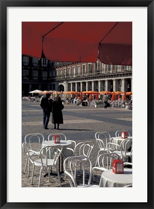 Framed Cafe Tables in Plaza Mayor, Madrid, Spain Print