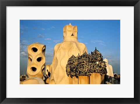 Framed Antonio Gaudi&#39;s La Pedrera, Casa Mila, Barcelona, Spain Print