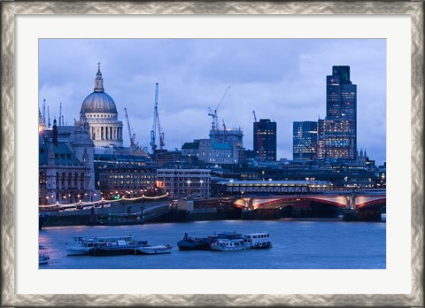 Framed View of Thames River, London, England Print