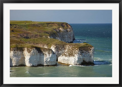 Framed Chalk cliffs by North Landing, Flamborough Head, Yorkshire, England Print
