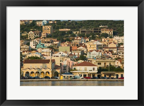 Framed Morning View of Town from Argostoli Bay, Argostoli, Kefalonia, Ionian Islands, Greece Print