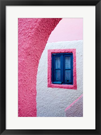Framed Colorful Pink Building, Imerovigli, Santorini, Greece Print