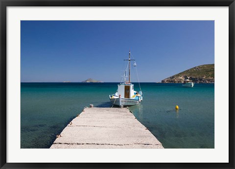 Framed Greece, Dodecanese, Patmos, Fishing boat Print