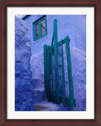Framed Green Gate on Kalymnos Island, Dodecanese Islands, Greece Print