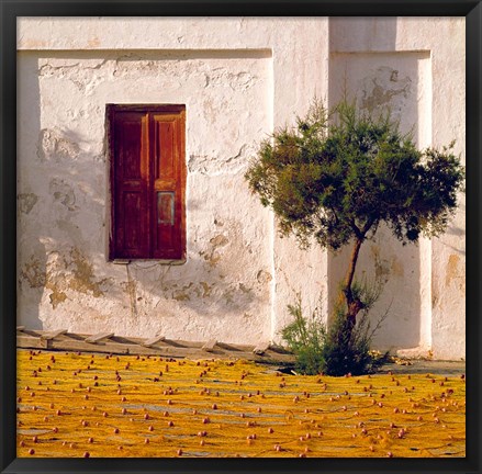 Framed Greece, Mykonos, Fishing village, Nets Drying Print