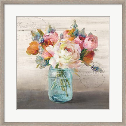 Framed French Cottage Bouquet II Print