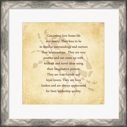 Framed Cancer Character Traits Print