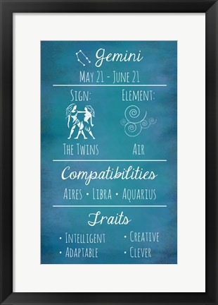 Framed Gemini Zodiac Sign Print