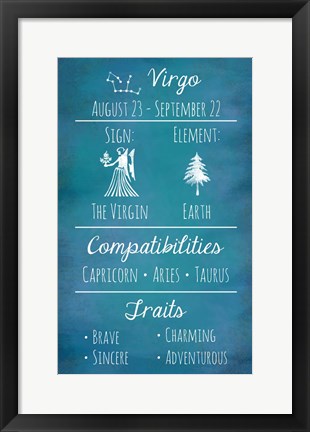 Framed Virgo Zodiac Sign Print
