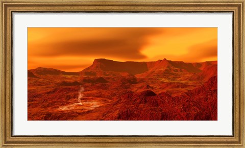 Framed Panorama of a landscape on Venus at 700 degress Fahrenheit Print