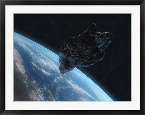 Framed Asteroid in Front of the Earth IV Print