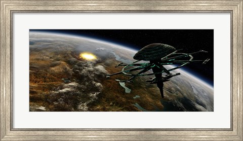 Framed Terrestrial Planet that has been hit by an Asteroid Print