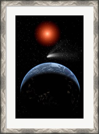Framed Comet passing the Earth Print