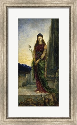 Framed Helen On The Walls Of Troy, With Two Figures At Her Feet Print