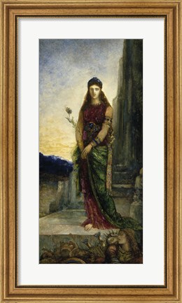 Framed Helen On The Walls Of Troy, With Two Figures At Her Feet Print