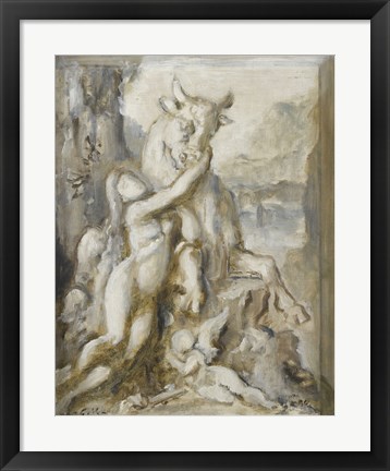 Framed Pasiphae, Grisaille, 19th Century Print