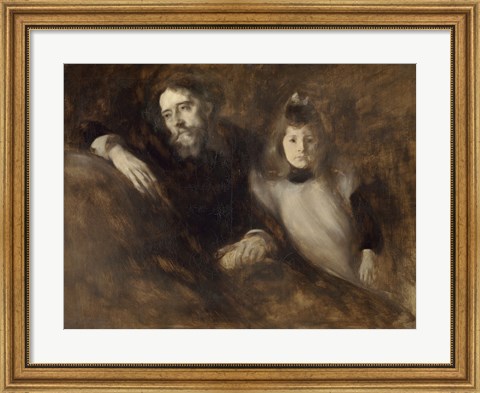 Framed Alphonse Daudet And His Daughter Edmee Print