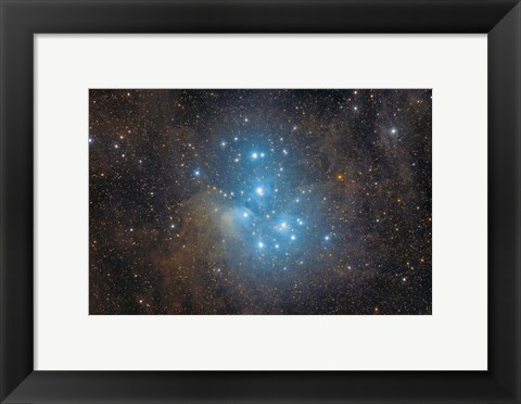Framed Pleiades, an open star cluster in the Constellation of Taurus Print