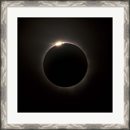 Framed Solar Eclipse with prominences and diamond ring effect Print