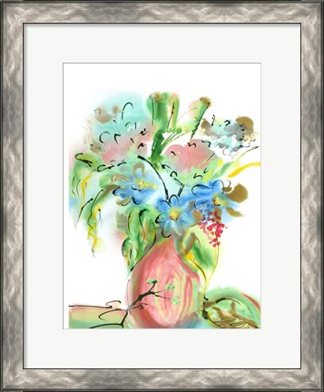 Framed Flower Burst Vase II Print