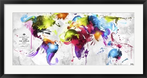 Framed Abstract Map - World Print