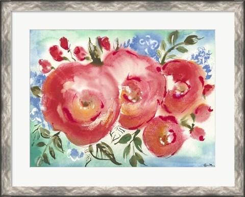 Framed Bed of Roses I Print