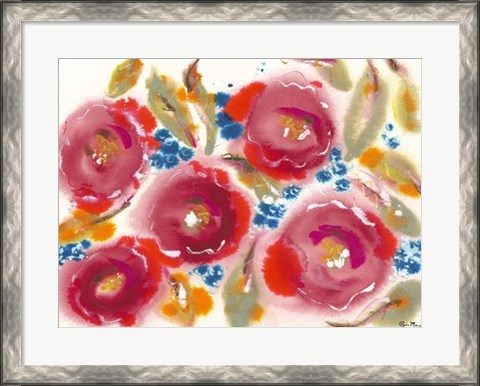 Framed Bed of Roses III Print