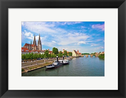 Framed Old Town Skyline, Regensburg, Germany Print