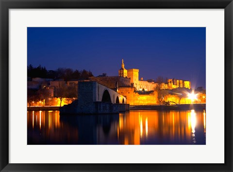 Framed Pope&#39;s Palace on the Rhone and Pont Saint St Benezet Print