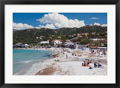 Framed Lle Rousse Town Beach Print
