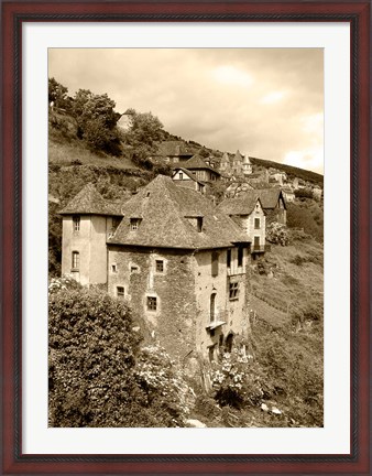 Framed Medieval houses, Aveyron, Conques, France Print