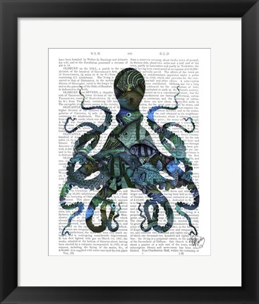 Framed Fishy Blue Octopus Print
