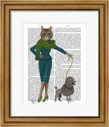 Framed Cat and Poodle Print