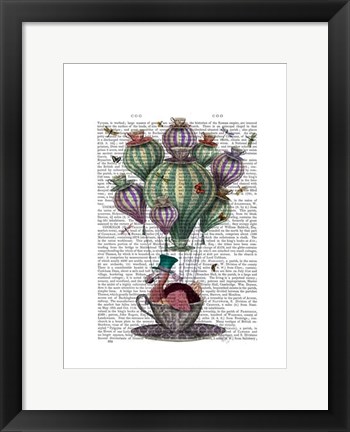 Framed Dodo in Teacup with Dragonflies Print