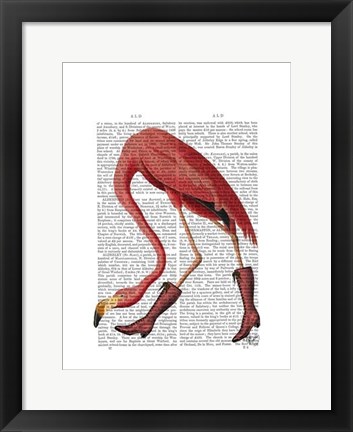 Framed Flamingo in Pink Boots Print