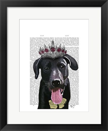 Framed Black Labrador With Tiara Print