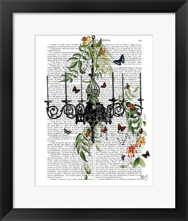 Framed Chandelier With Vines and Butterflies Print