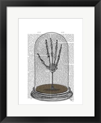 Framed Skeleton Hand In Bell Jar Print