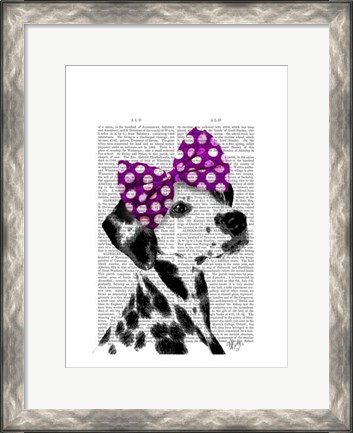 Framed Dalmatian with Purple Bow on Head Print