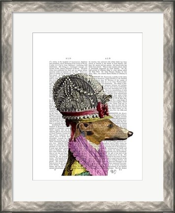 Framed Greyhound in 16th Century Hat Print