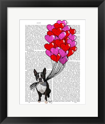 Framed Boston Terrier And Balloons Print