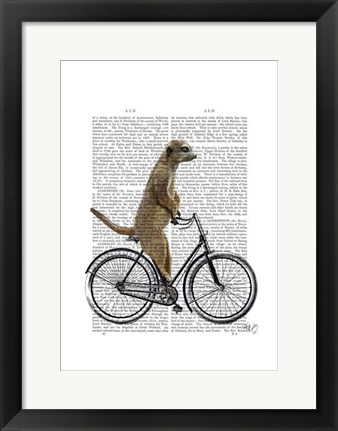 Framed Meerkat on Bicycle Print