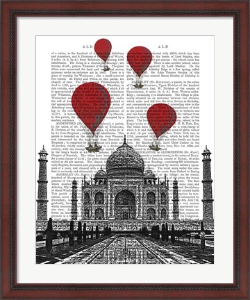 Framed Taj Mahal and Red Hot Air Balloons Print