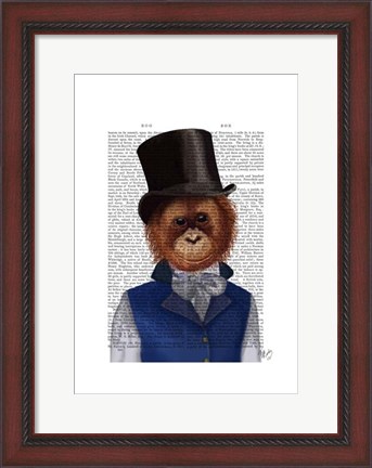 Framed Orangutan in Top Hat Print