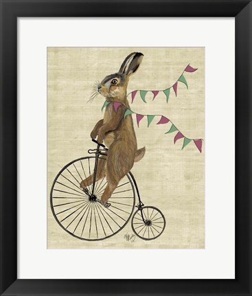 Framed Rabbit On Penny Farthing Print