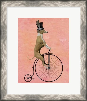 Framed Greyhound on Black Penny Farthing Print